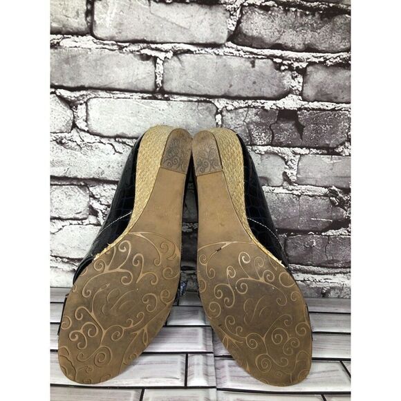 Brighton Riva Blue Croc Patent Leather Espadrille High Wedge Women Sz 9M US/40EU - Picture 14 of 16